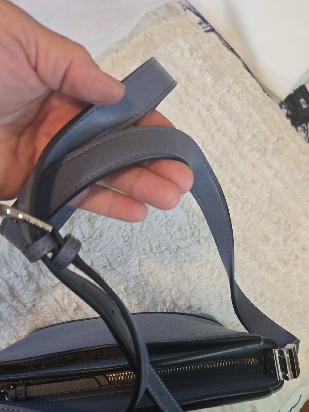 Calvin Klein Pebble Leather Crossbody Bag in Navy - Picture 3 of 9